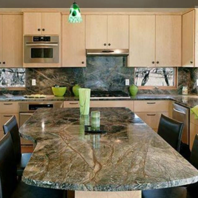 Blat Marmura Rain Forest Green Polisata 250 x 65 x 3cm